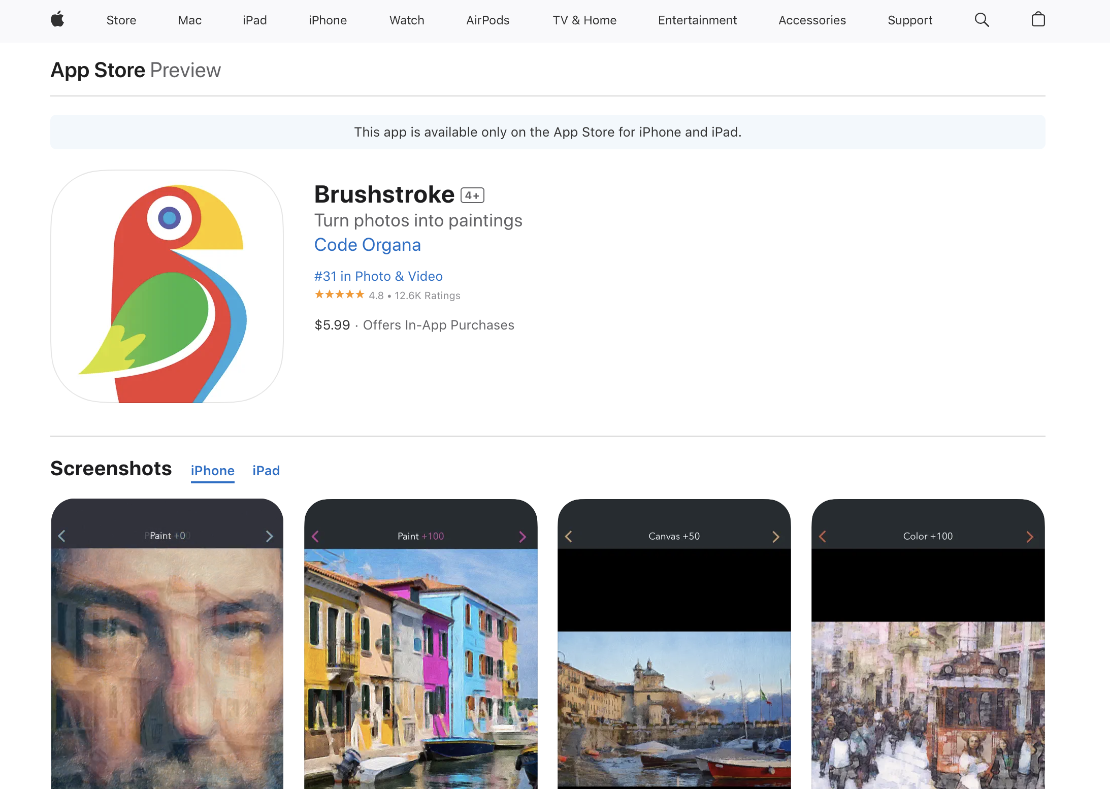 Screenshot of Brushstroke App