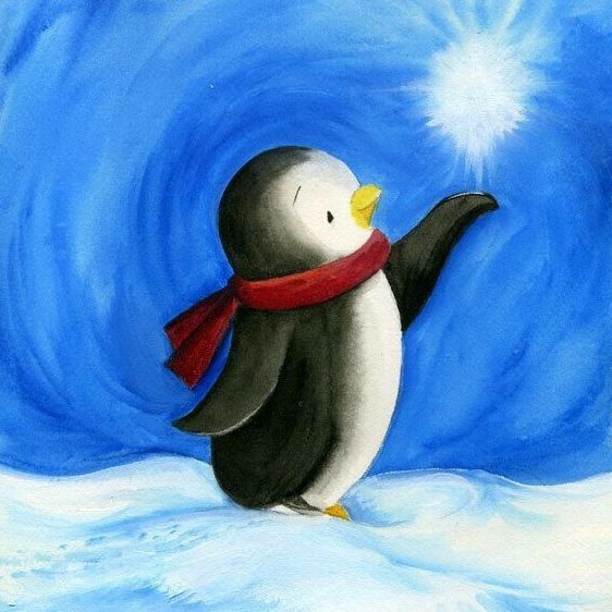 Cute Penguin Painting 562 × 562