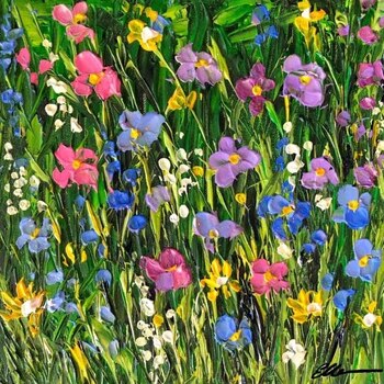 Acrylic Painting of Windflower Field 