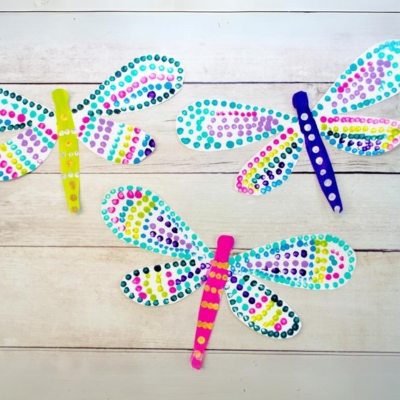 Colourful Q-Tip Painted DragonFly Craft