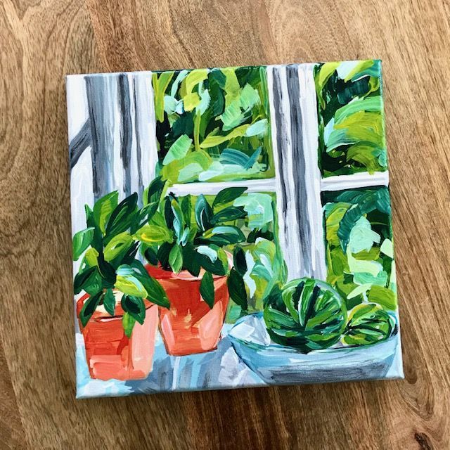 Potted Plants Painting 640 × 640