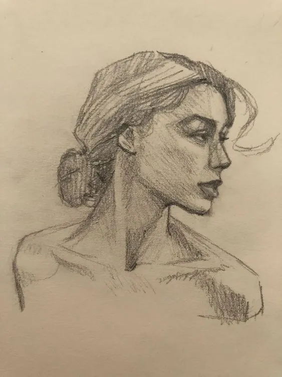 Realistic Sketch of a Woman's Profile