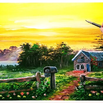 Acrylic Painting of Countryside Scene