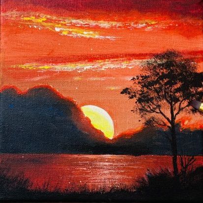 Red Sunset Painting 413 × 413