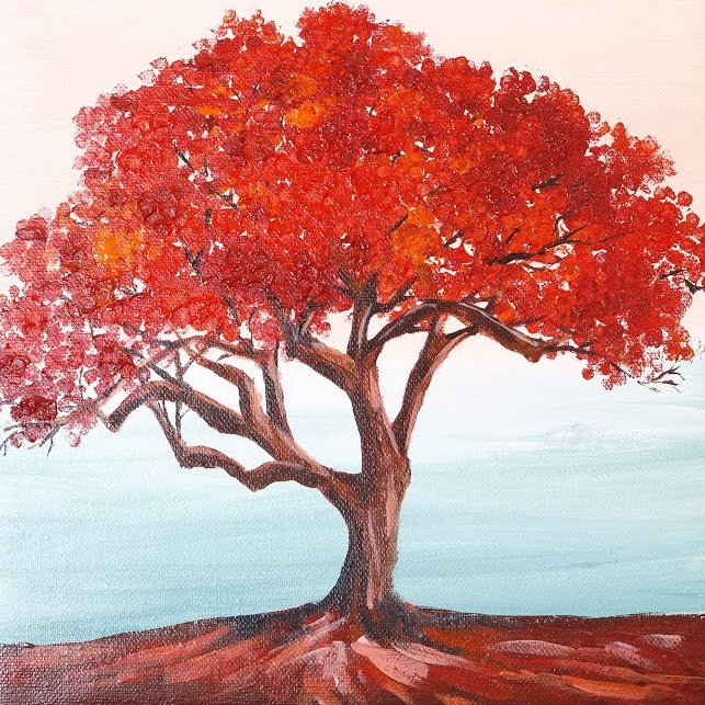 Red Tree Painting 643 × 643