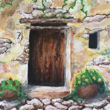 Acrylic Painting of a Wooden Door