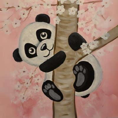 Cute Panda Hugging the Tree