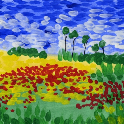 Acrylic Field of Flowers Painting