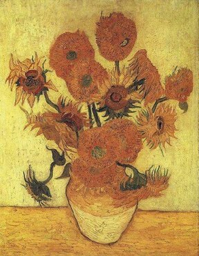 Vase with Fifteen Sunflowers