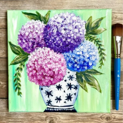 Q-Tip Painted Hydrangeas Canvas