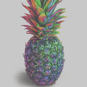 Painting of a Colorful Pineapple