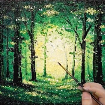 Acrylic Painting of a Forest