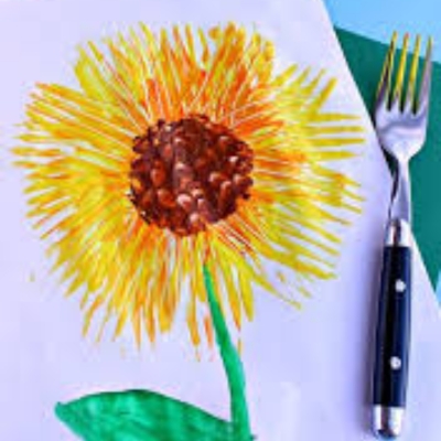 Simple Fork Print Sunflower Craft