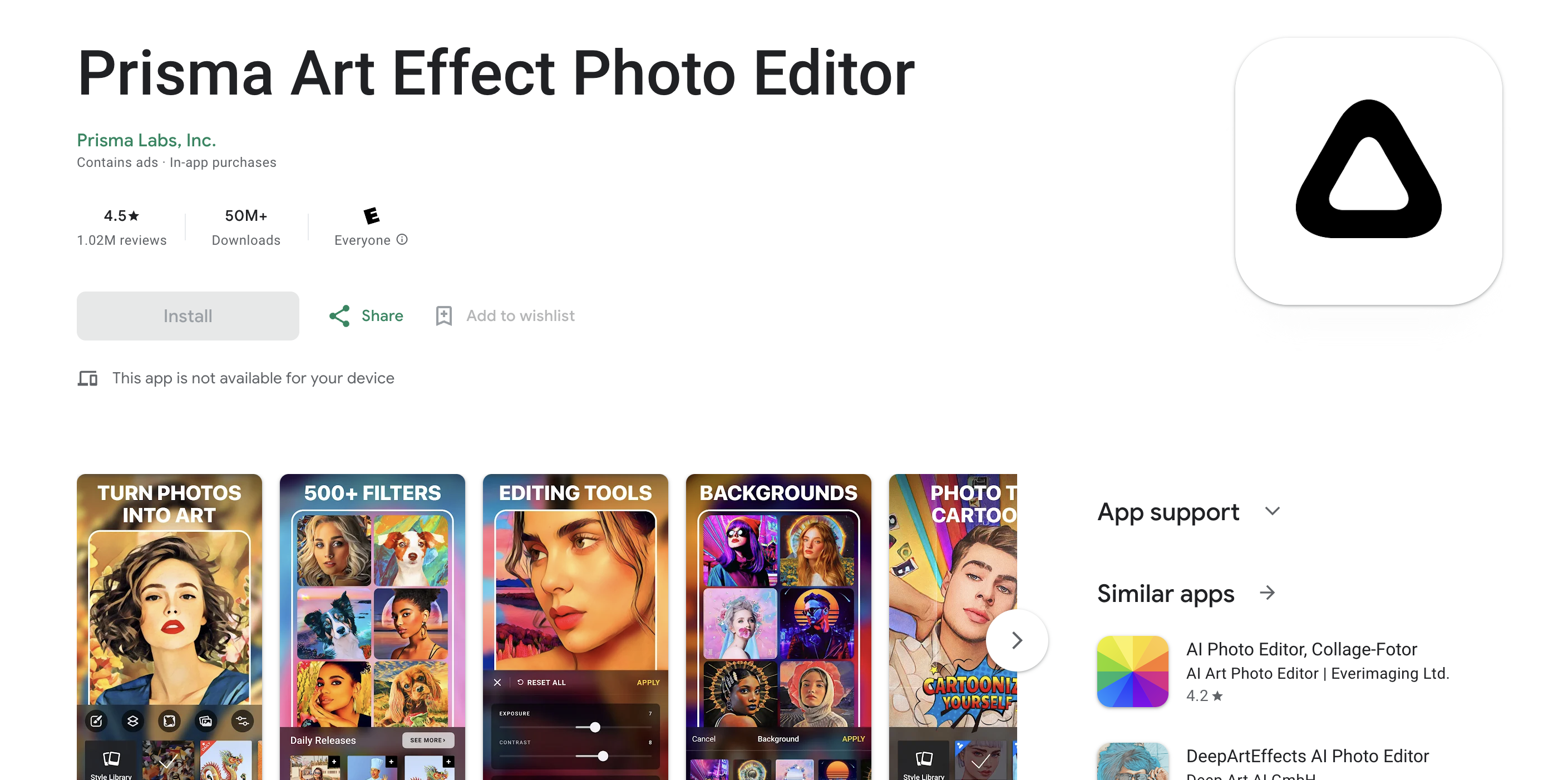 Screenshot of Prisma Art Effect Photo Editor App