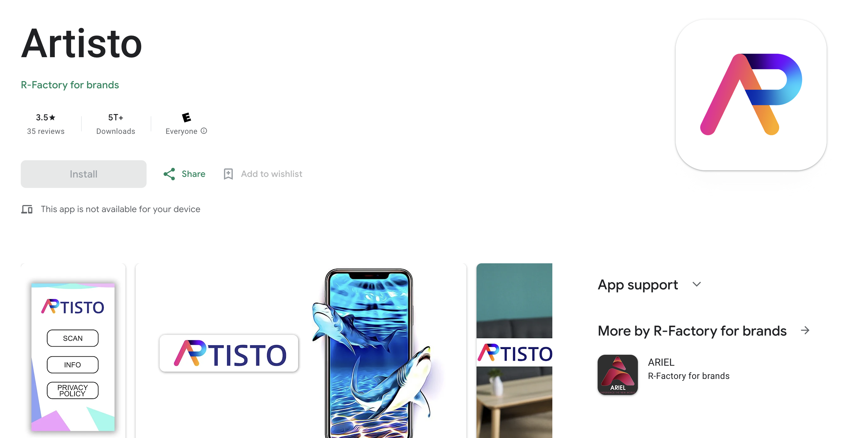 Screenshot of Artisto App