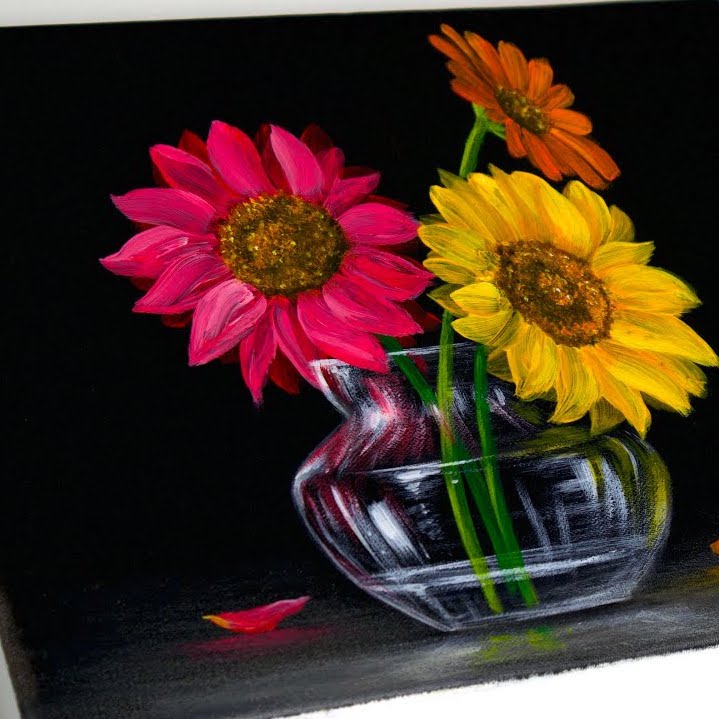 Sunflowers in a Vase Painting 719 × 719