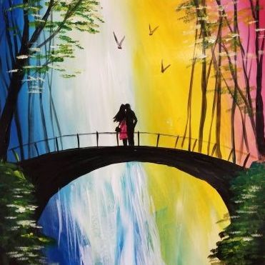 Lovers on a Bridge Painting 371 × 371