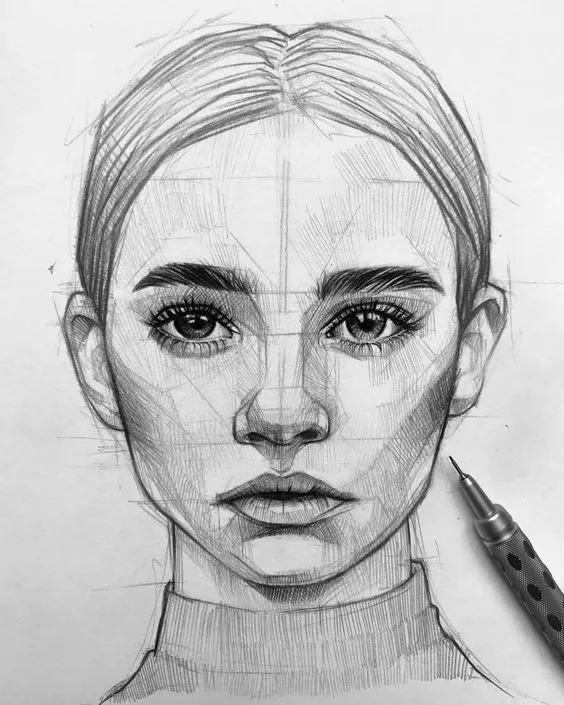 Realistic Sketch of a Woman's Face
