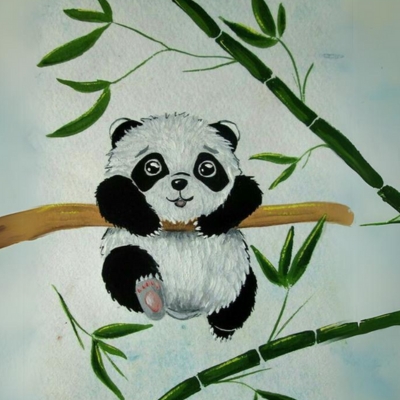 Panda Hanging From A Tree