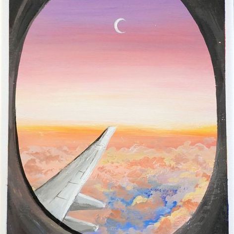 Acrylic Painting of a Airplane Window 472 × 472