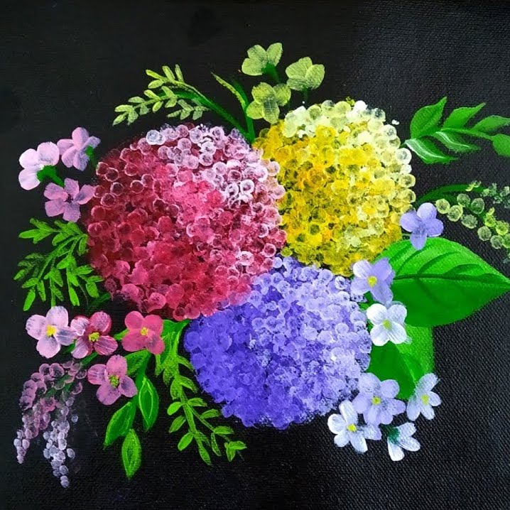 Bubble Wrap Flower Hydrangeas Painting 718 × 718