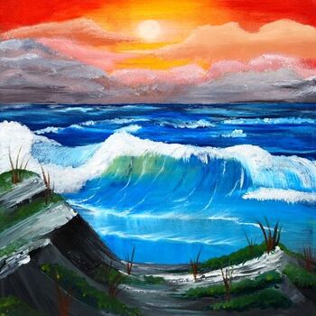 Abstract Seascape with Acrylics