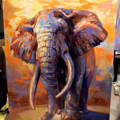 Elephant Painting on Canvas