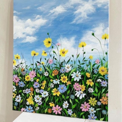 Floral Meadow on Canvas