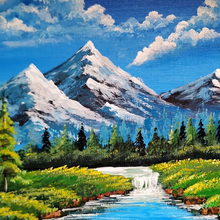 Mountain Scene Painting 720 × 720