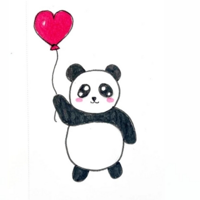 Adorable Panda Holding a Balloon