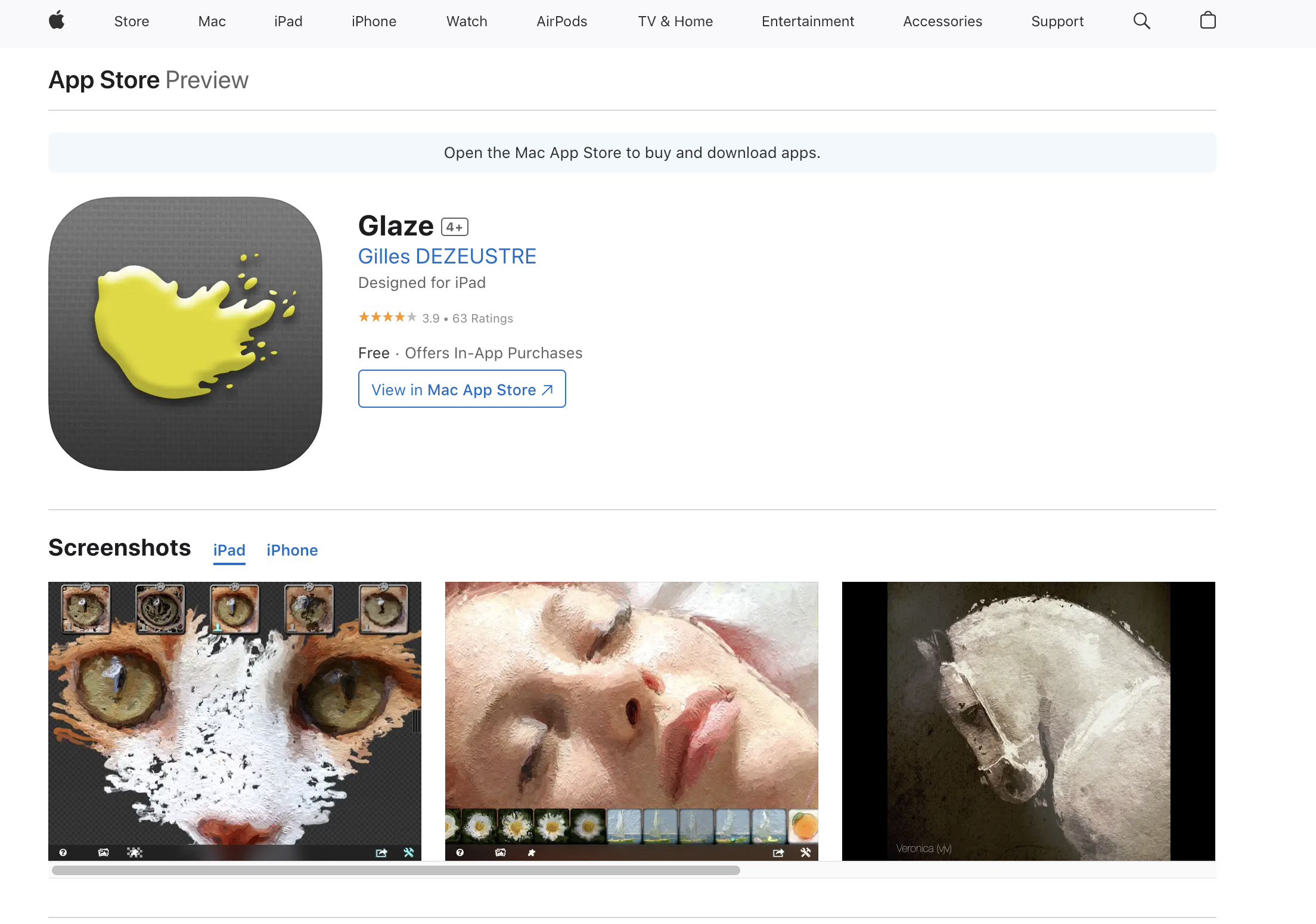 Screenshot of Glaze App