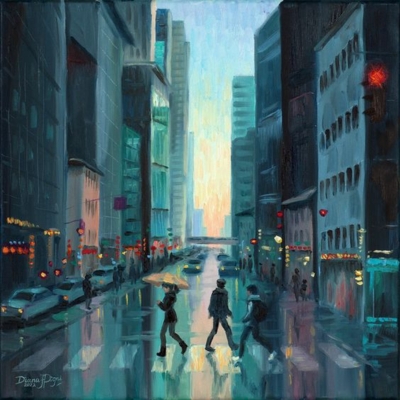 Urban Scene Painting on Canvas