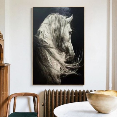 White Horse Painting on Canvas